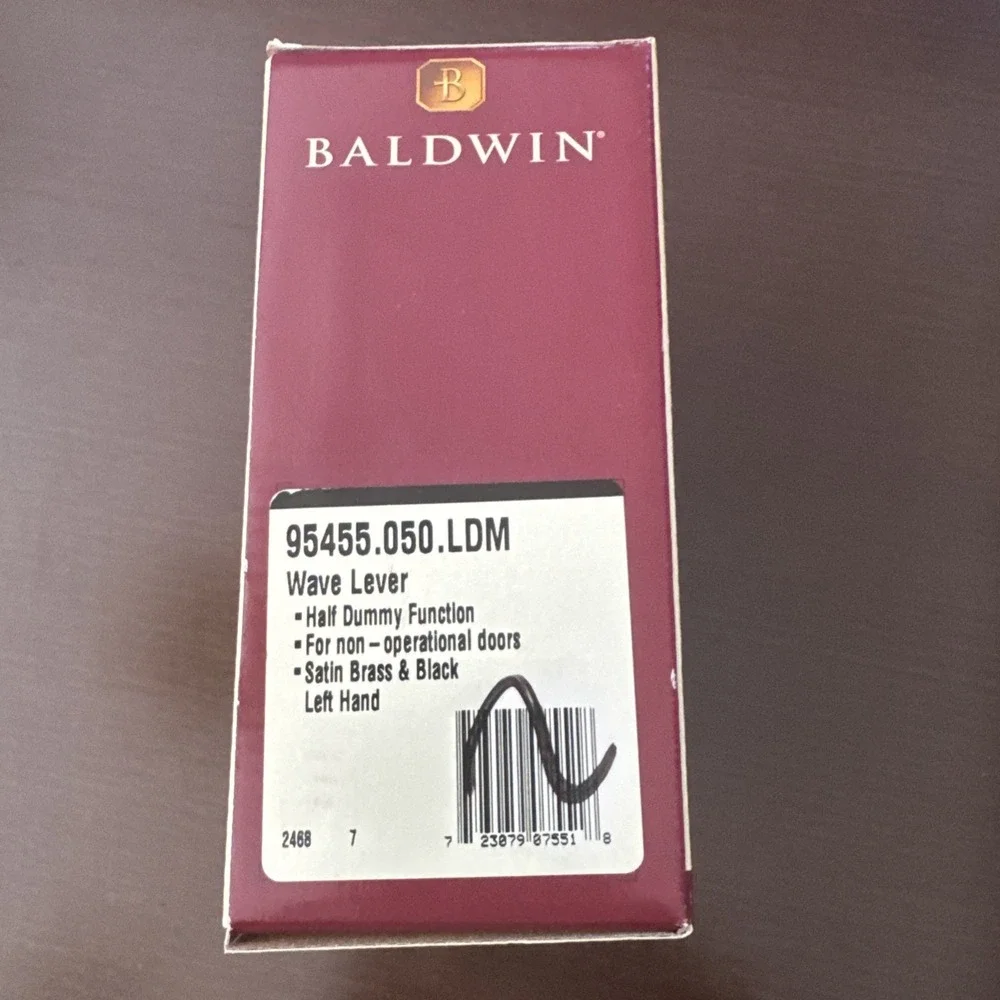 Baldwin Premium Dummy Trim Wave Lever Satin Brass&Black Left Hand 95455.050.LDM